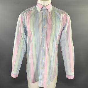 PAUL SMITH Size L Cream Multi-Color Stripe Cotton Dagger Long Sleeve Shirt
